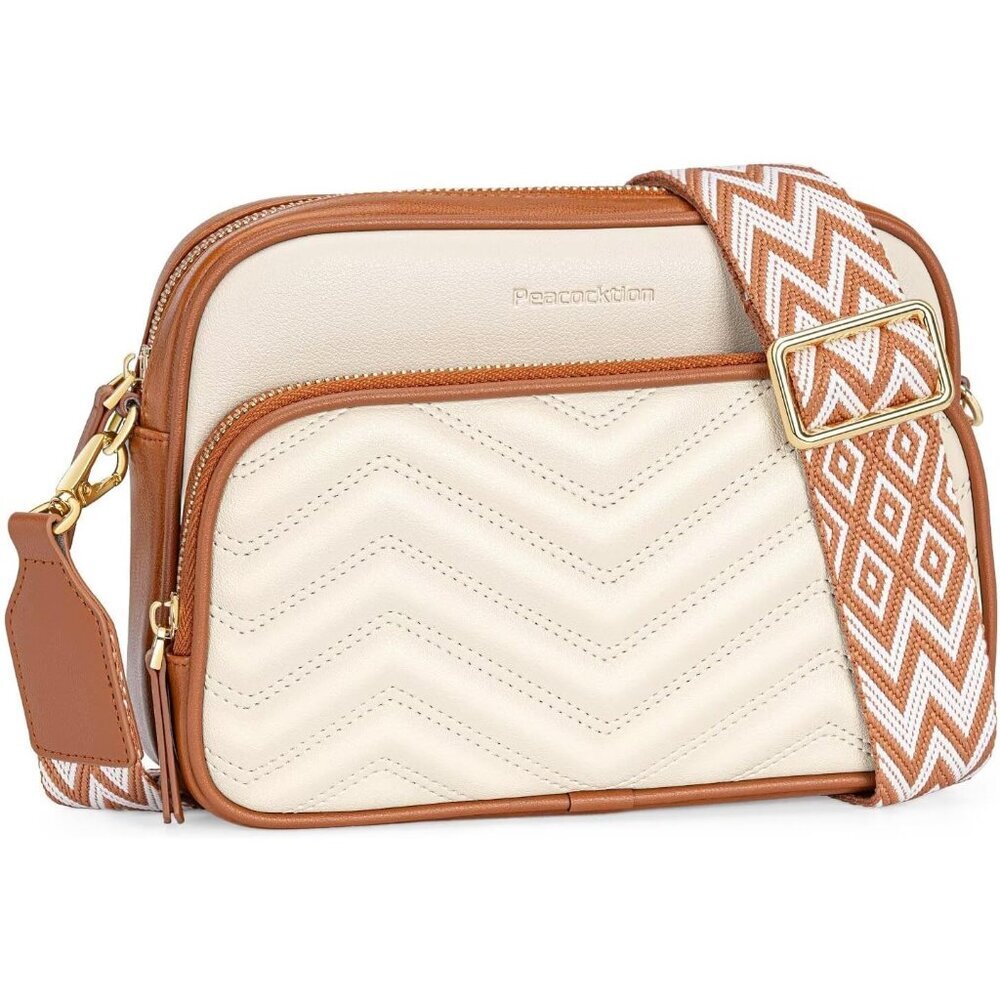 Women Crossbody Bag Vegan Leather Compact Quilted Shoulder Purse